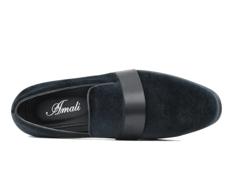 Amali Knight Black Men’s Velvet Loafers