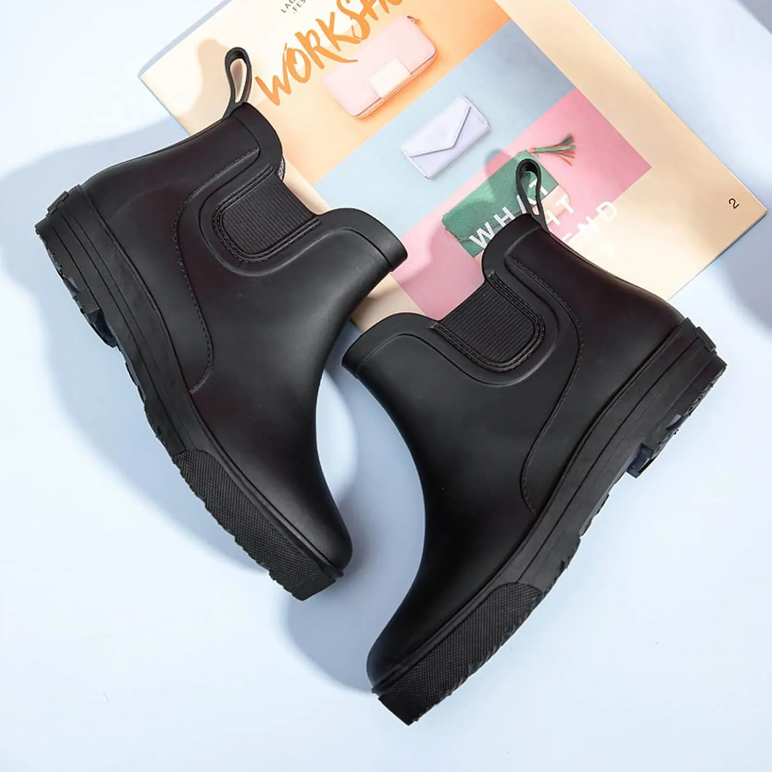 Ankle Boots for Women Waterproof Rain Boots for Women Non Slip With Cotton Inside Rain Boots Outdoor Rubber Shoes