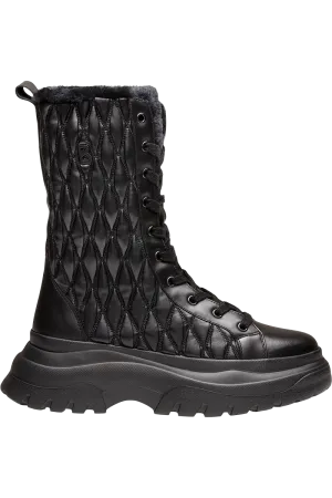 Banff Quilted Side-Zip Lug Sole Shearling Boots