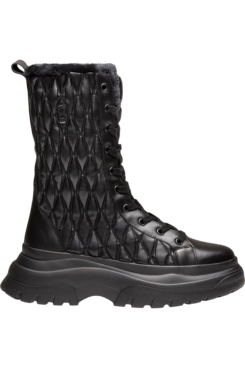 Banff Quilted Side-Zip Lug Sole Shearling Boots