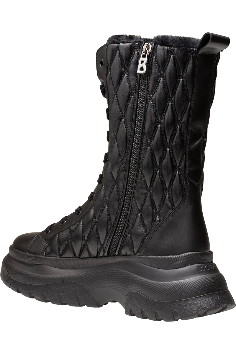 Banff Quilted Side-Zip Lug Sole Shearling Boots