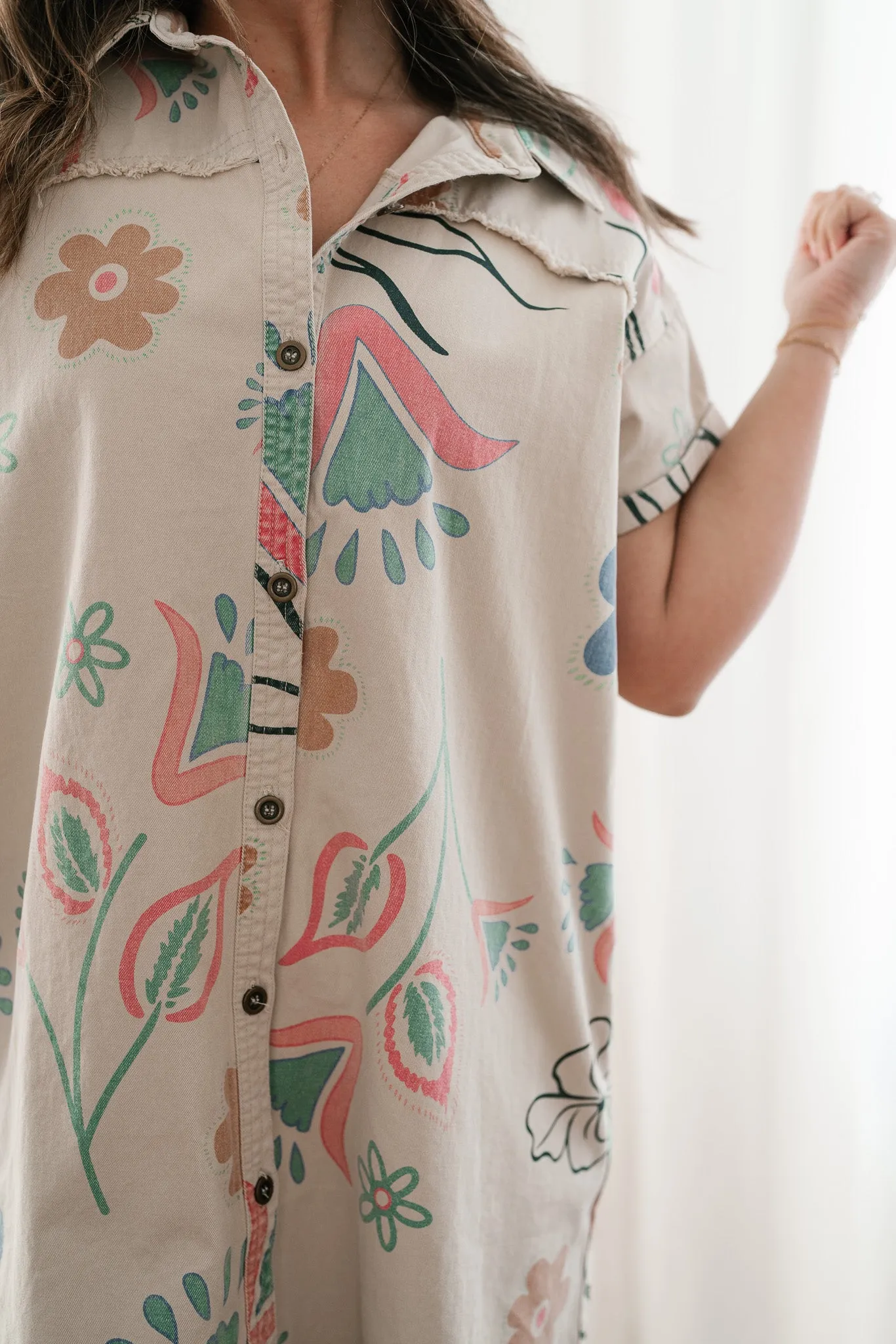 Boho Blooms Button Up Floral Dress