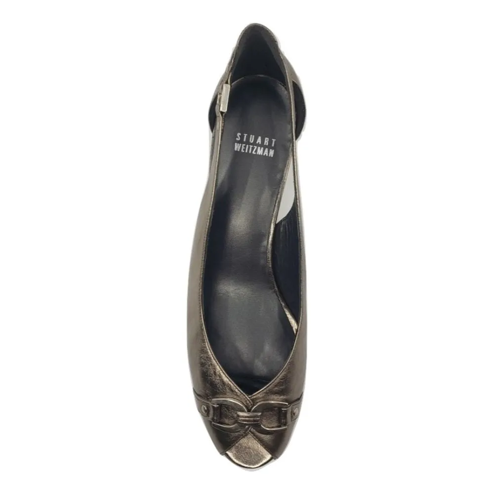 Chateau Lead Silver Leather Stuart Weitzman Sandal