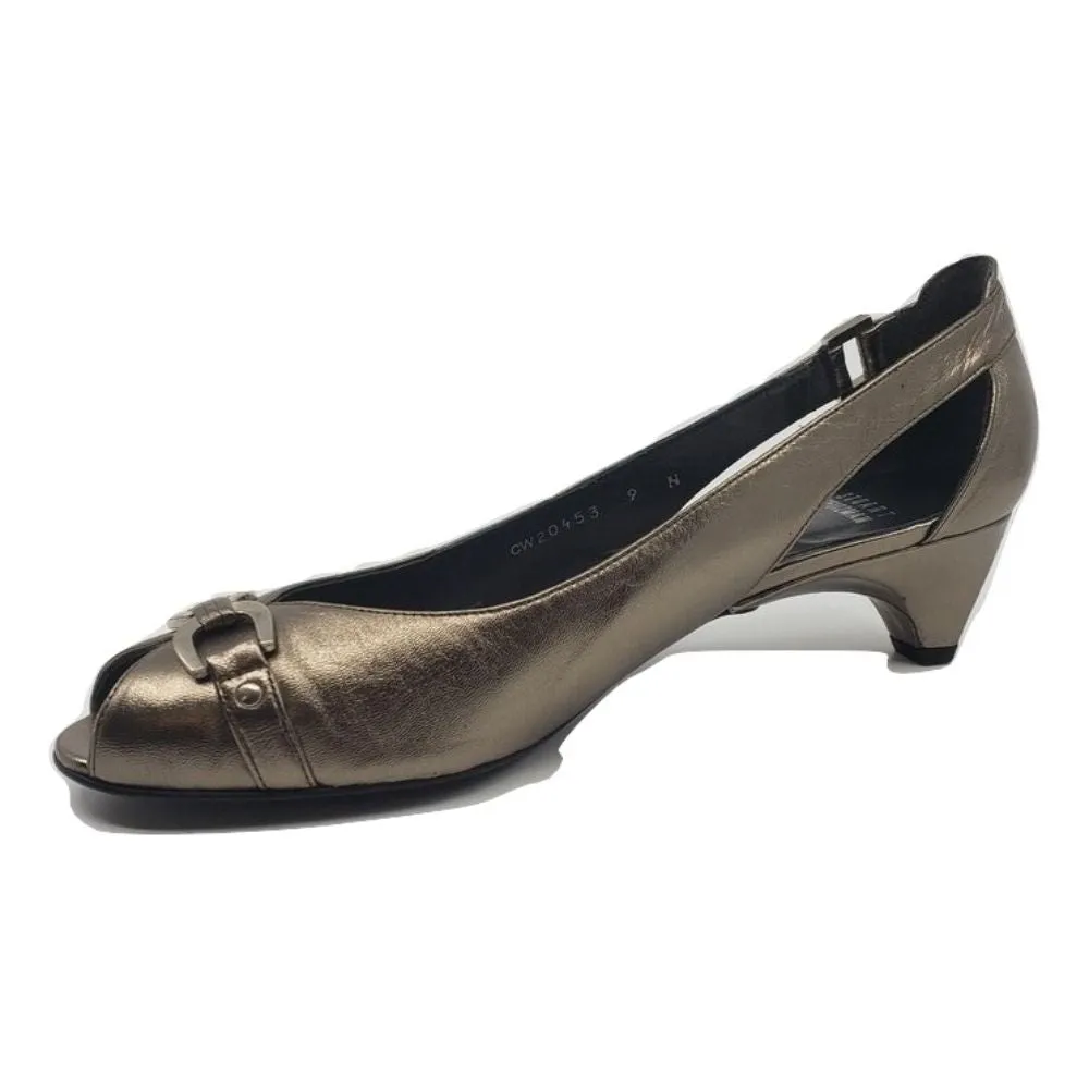 Chateau Lead Silver Leather Stuart Weitzman Sandal