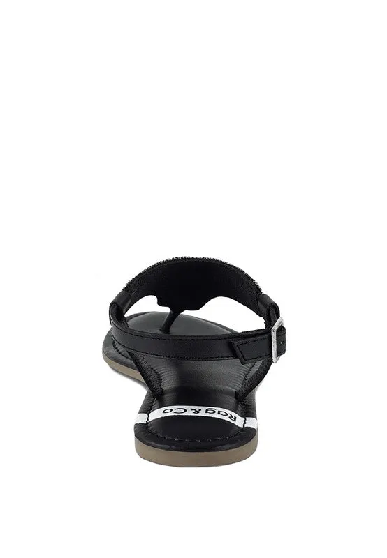 Chitra Pin Buckle Beaded Flat Sandals