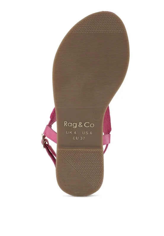 Chitra Pin Buckle Beaded Flat Sandals