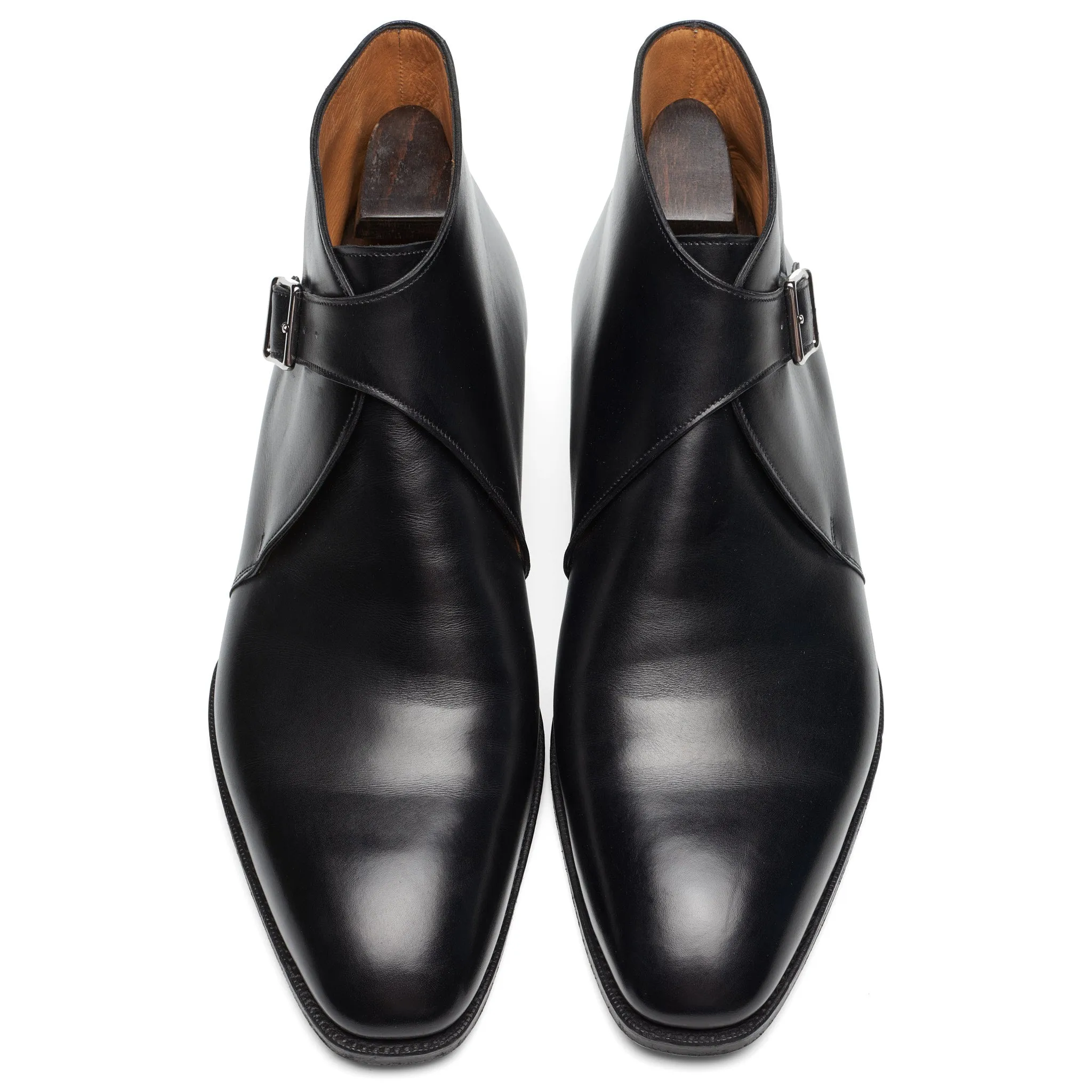 GAZIANO & GIRLING "Cotswold" Black Leather Single Monk Chukka Boots 8E US 8.5 Last MH71