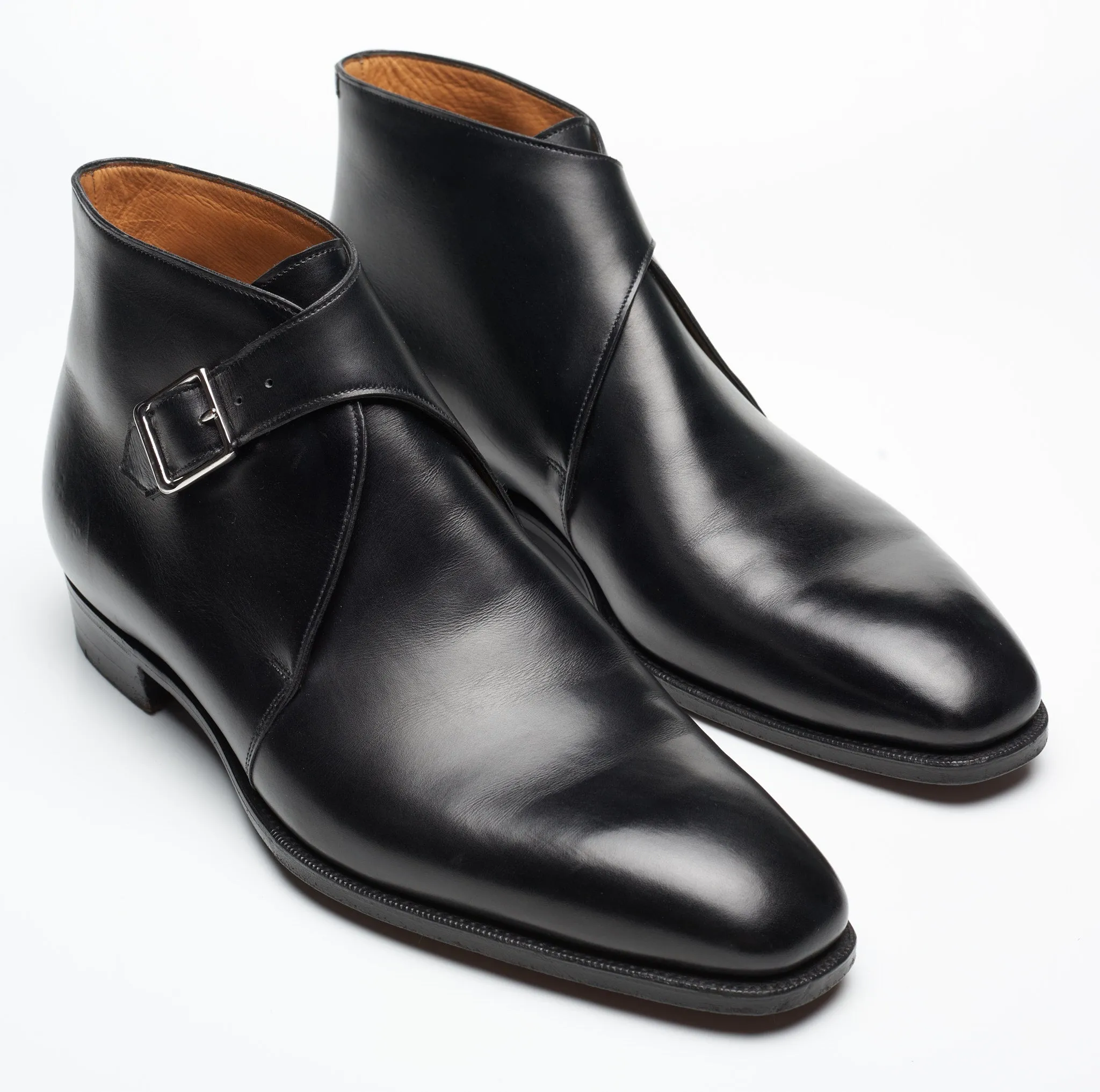 GAZIANO & GIRLING "Cotswold" Black Leather Single Monk Chukka Boots 8E US 8.5 Last MH71
