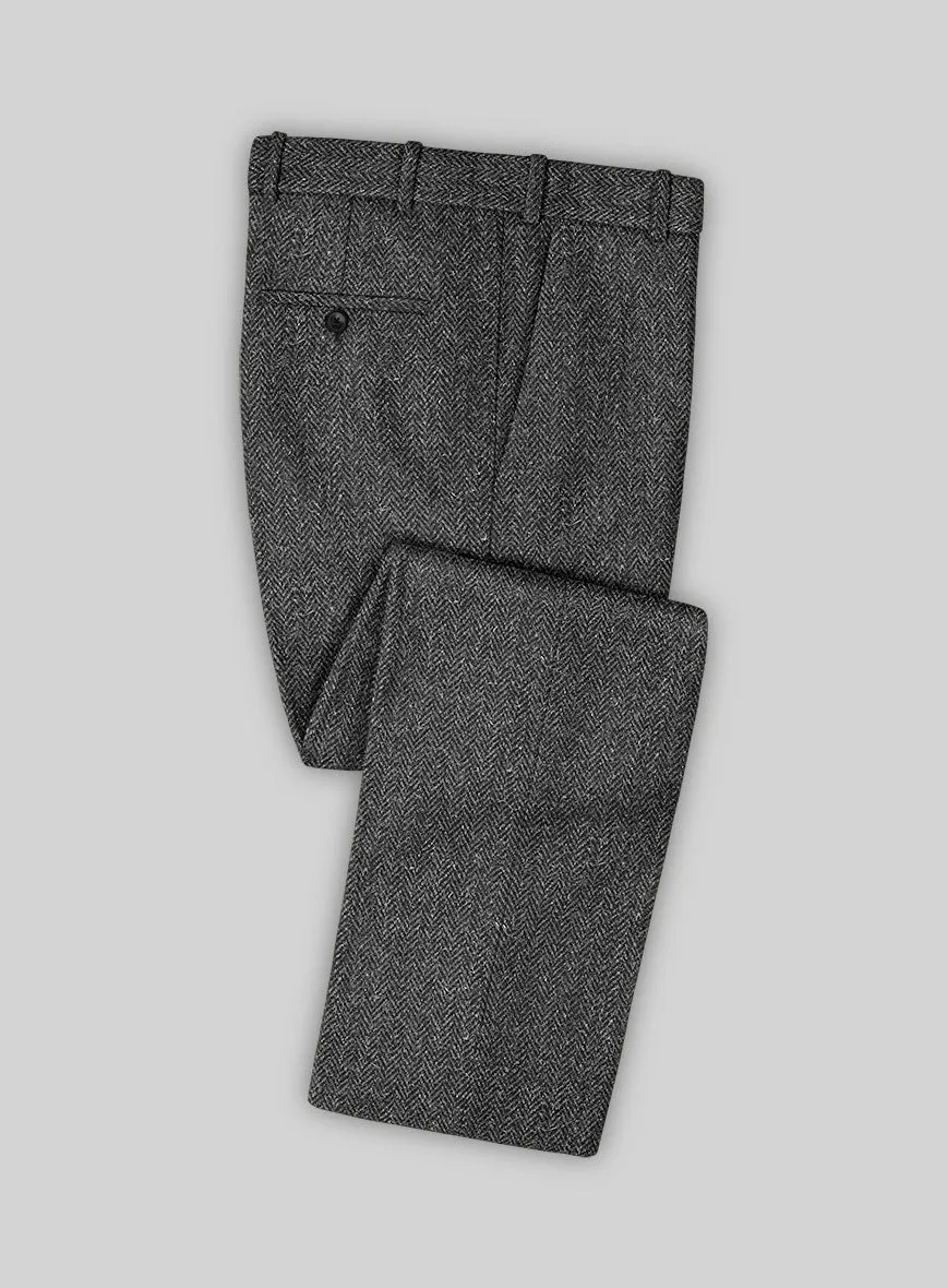 Harris Tweed Dark Gray Herringbone Suit