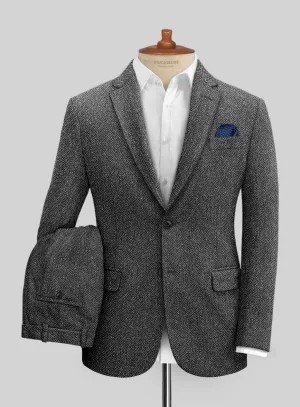 Harris Tweed Dark Gray Herringbone Suit