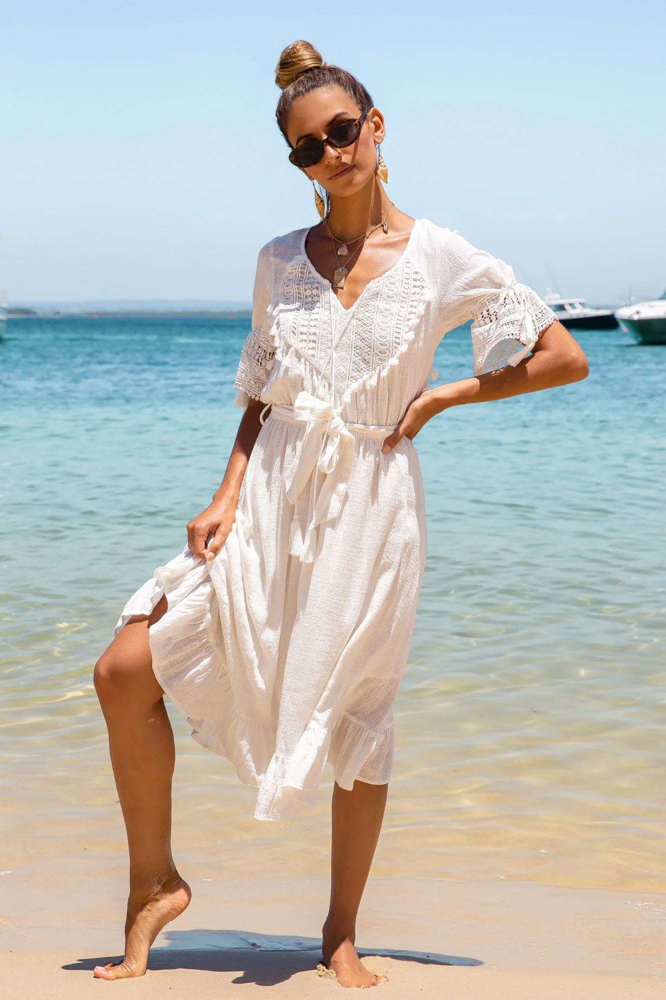 Hilight Midi Dress White