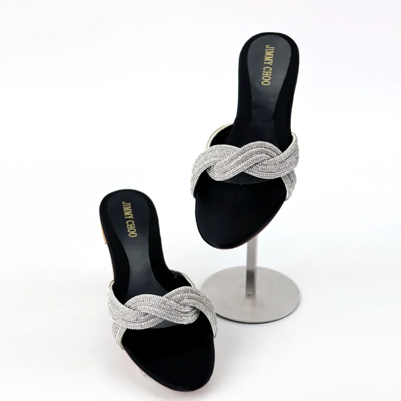 JC Silver Rhinestone Braided Strap Flats Slipper #2768 #22