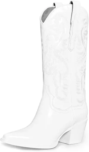 Jeffrey Campbell DAGGET Leather Mid-Calf Pointed Toe Western Heeled Cowboy Cowgirl Boots