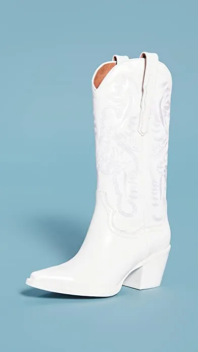 Jeffrey Campbell DAGGET Leather Mid-Calf Pointed Toe Western Heeled Cowboy Cowgirl Boots