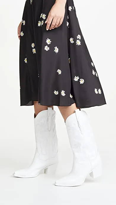Jeffrey Campbell DAGGET Leather Mid-Calf Pointed Toe Western Heeled Cowboy Cowgirl Boots