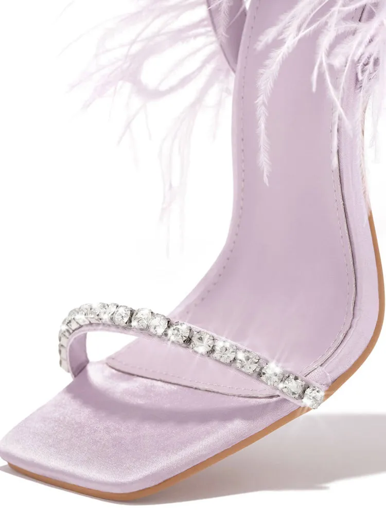 Lavinder Feather-trimmed Lace-up Sandals