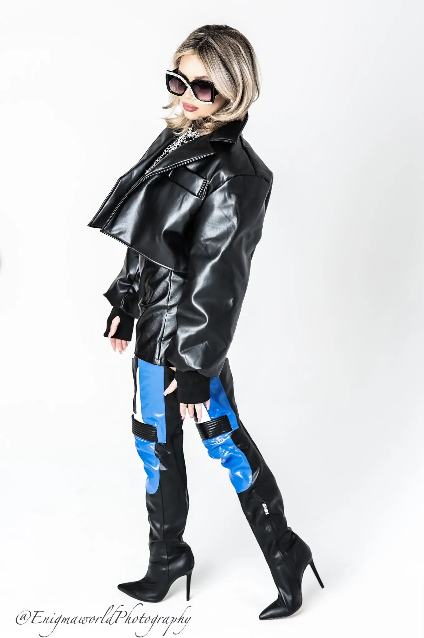 Le Feu Over The Knee Boots (Bleu & White)