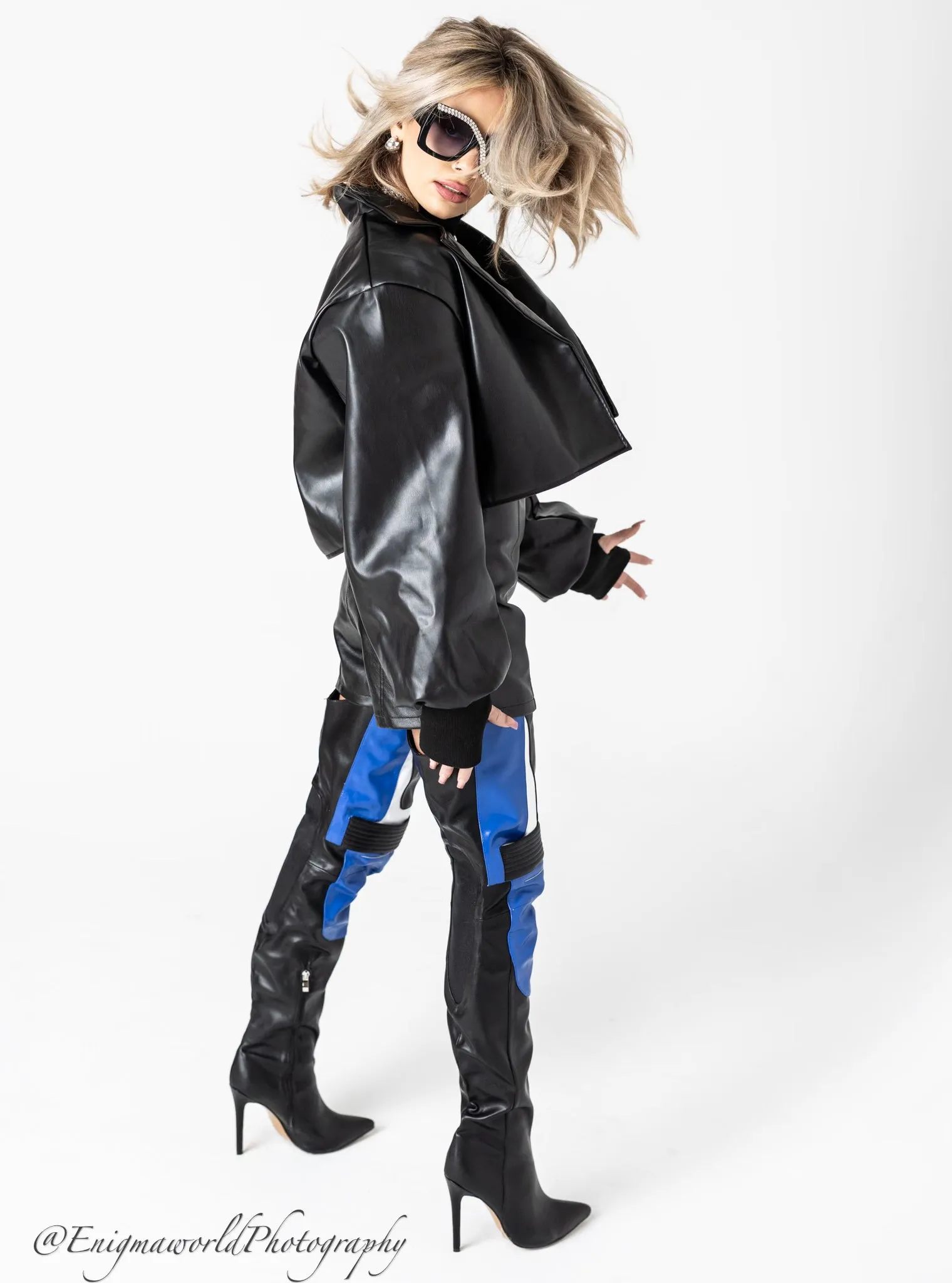 Le Feu Over The Knee Boots (Bleu & White)