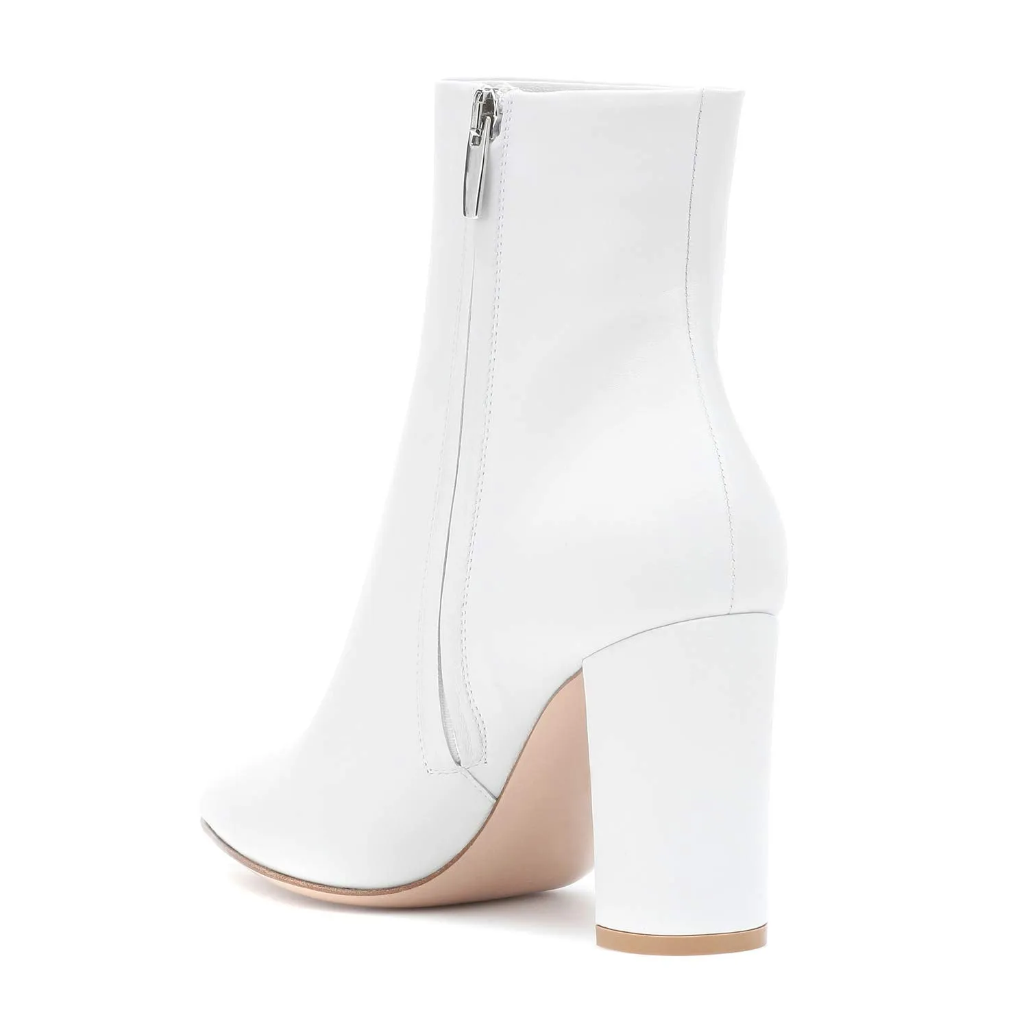 LEHOOR Women Fashion Block Heel Pointed Toe Ankle Classic Side Zip Short Boots 6