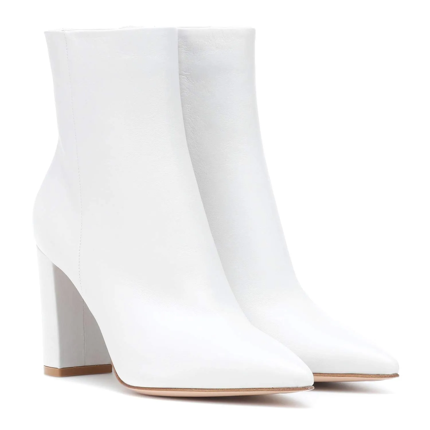 LEHOOR Women Fashion Block Heel Pointed Toe Ankle Classic Side Zip Short Boots 6