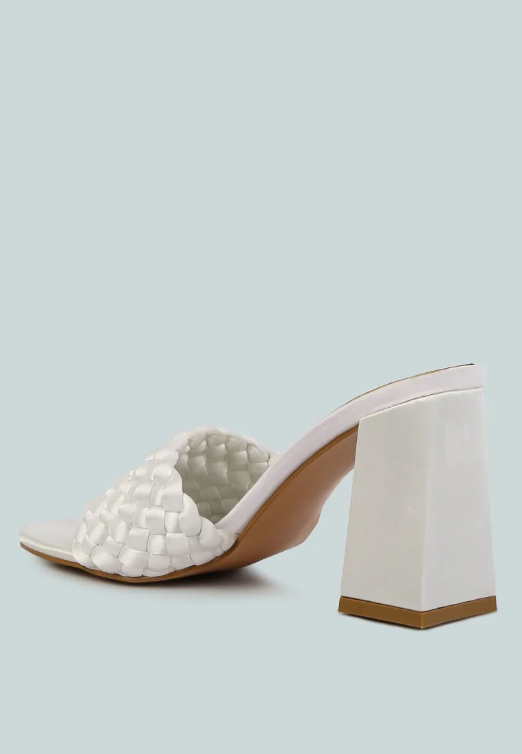 Lust look braided satin block sandals