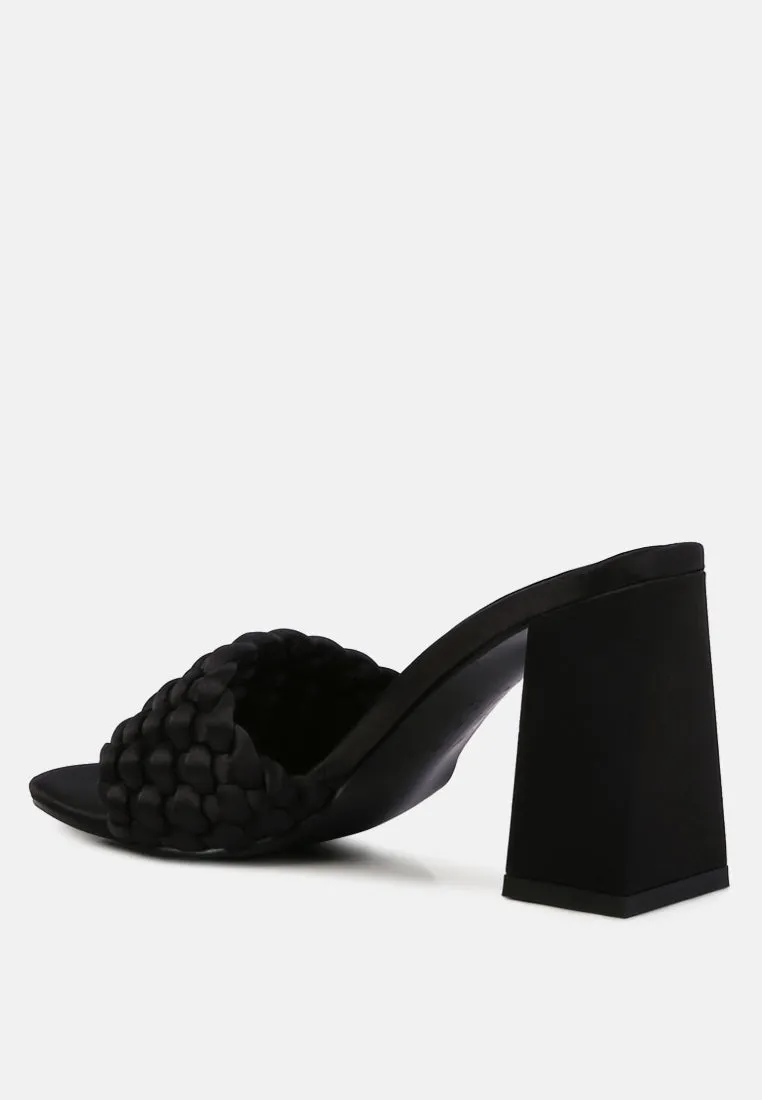 Lust look braided satin block sandals