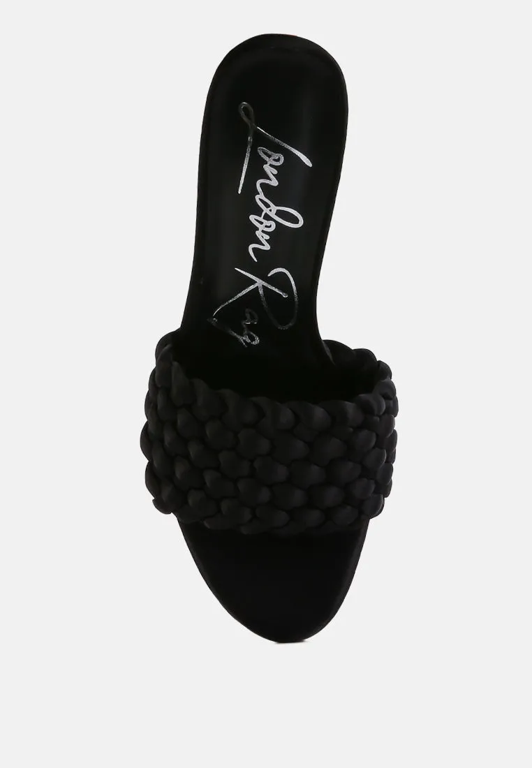 Lust look braided satin block sandals