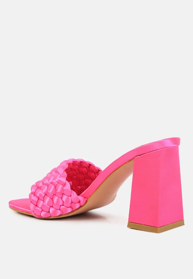 Lust look braided satin block sandals