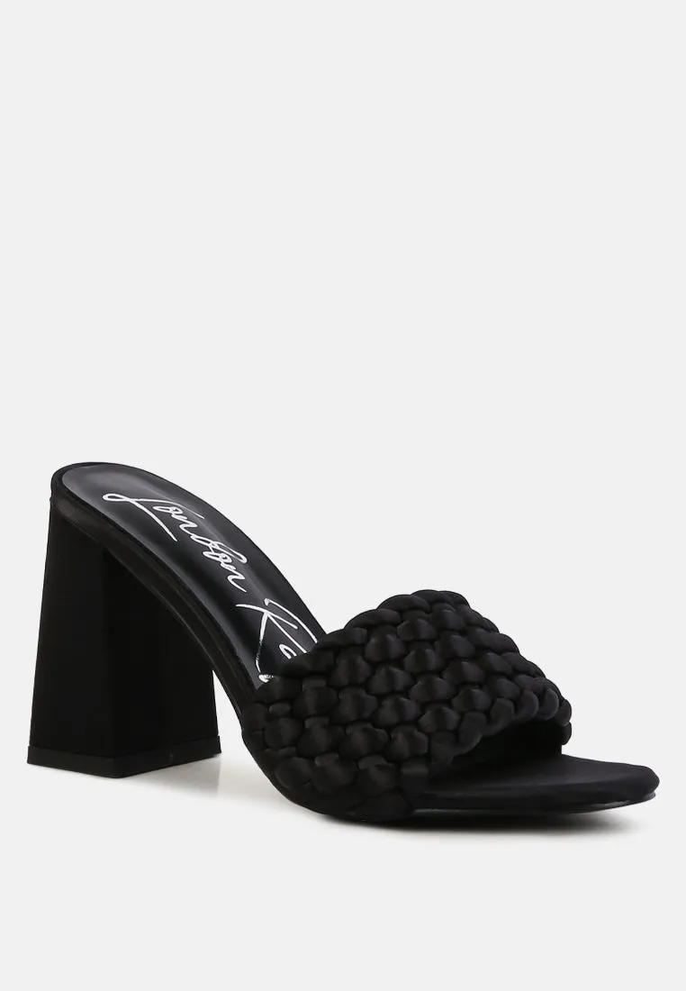 Lust look braided satin block sandals