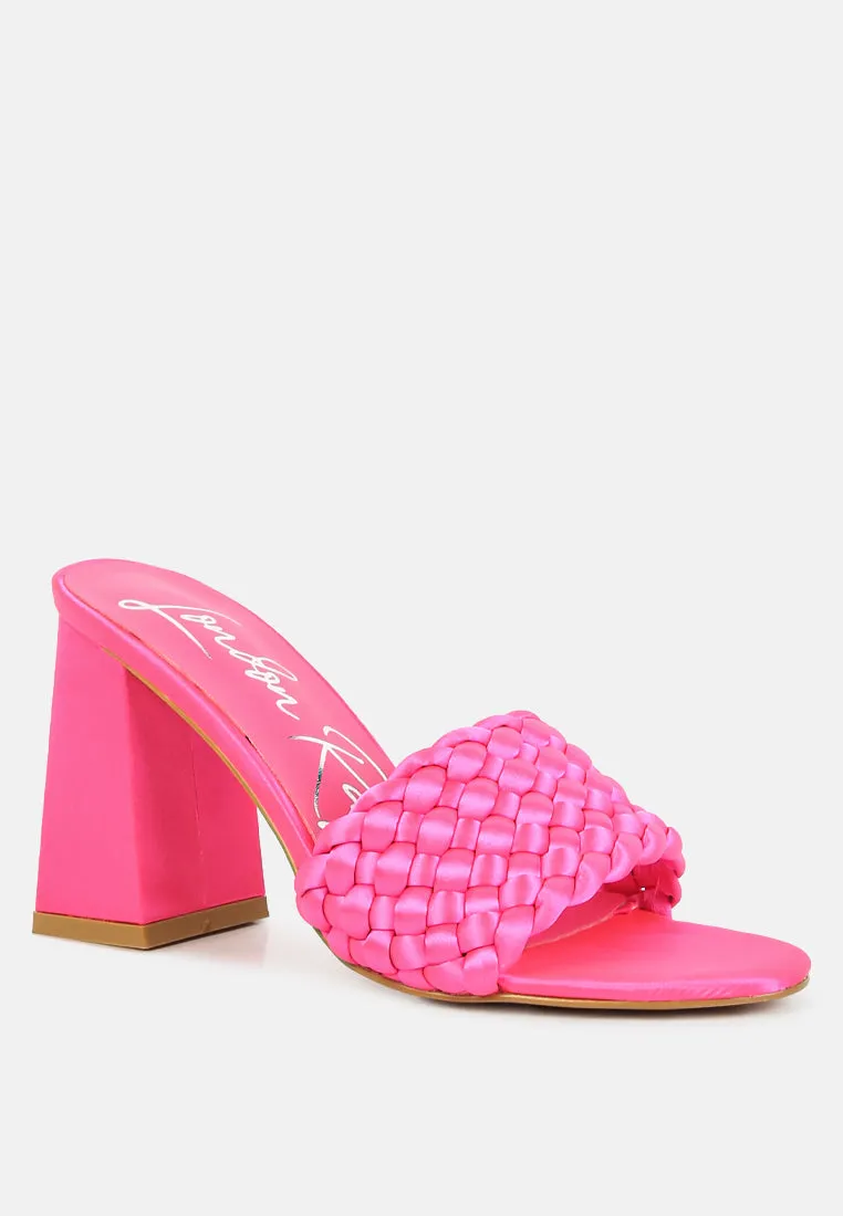 Lust look braided satin block sandals