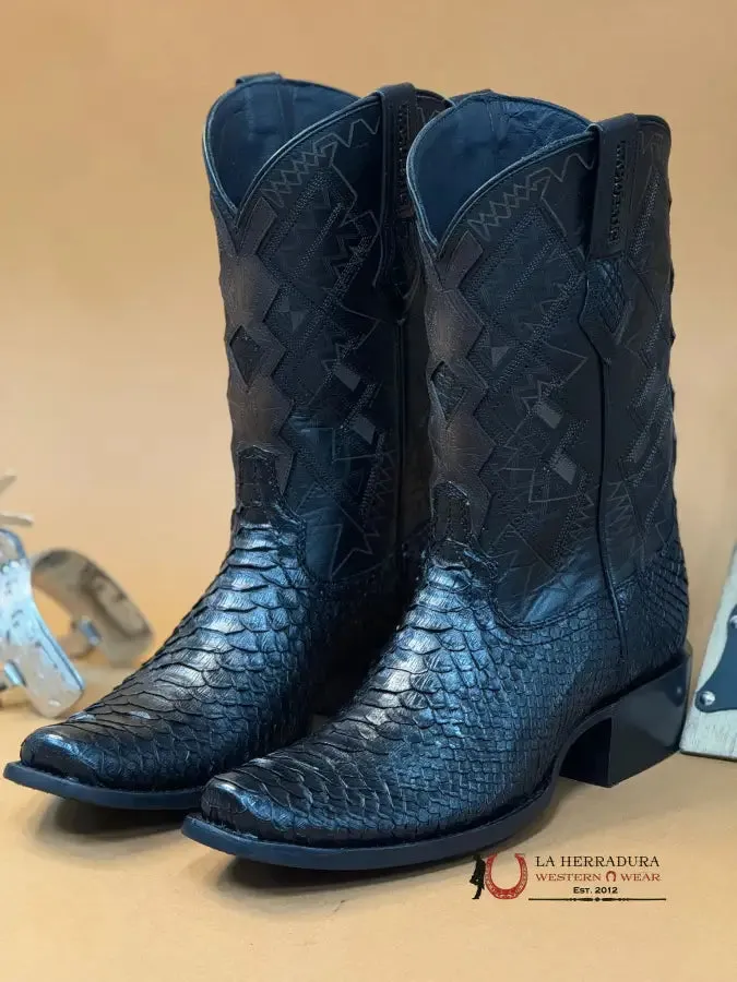 MAHUESTIC PYTHON BLACK SEMI SQUARE TOE NAE0601