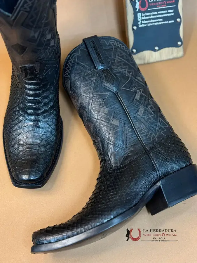 MAHUESTIC PYTHON BLACK SEMI SQUARE TOE NAE0601