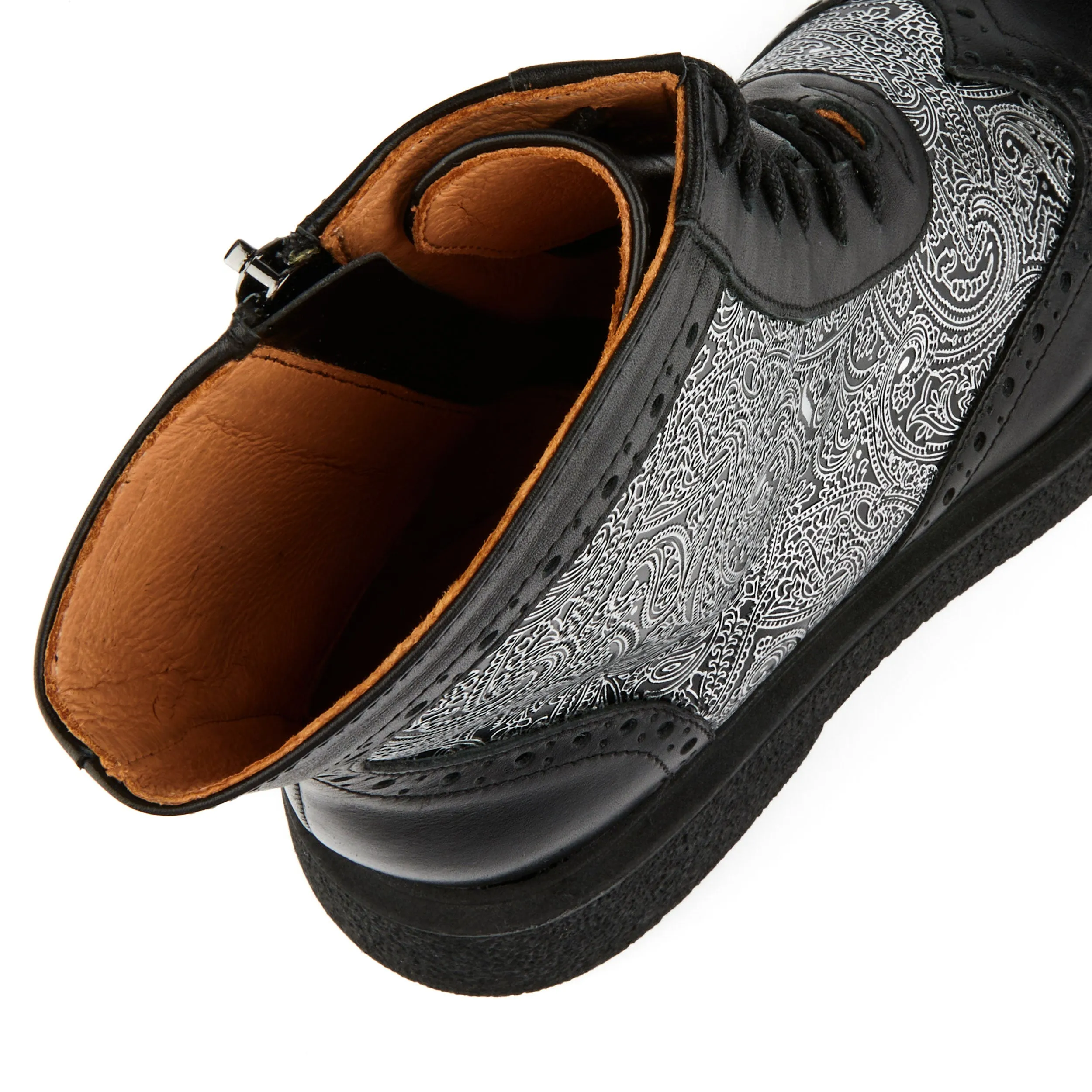 Mantis - Black Silver - Women's higher ankle oxford boot with platform and wingtip