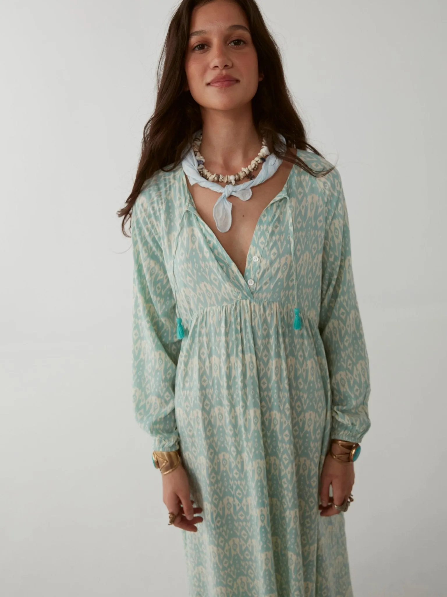 Maria Dress - Ikat Illes Ice Blue