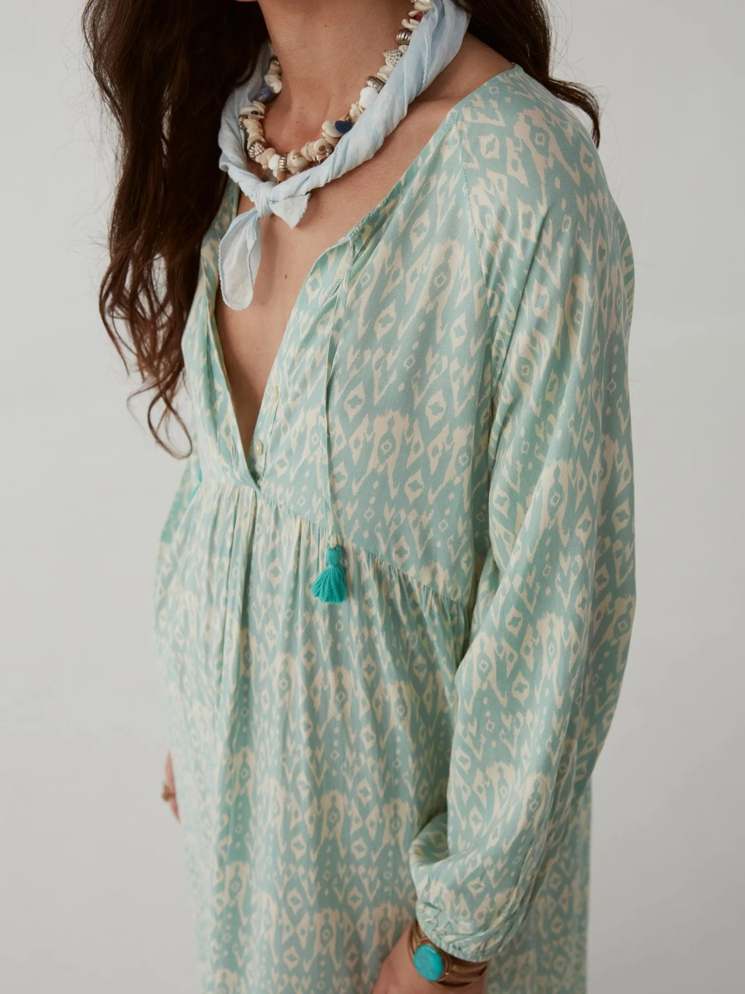 Maria Dress - Ikat Illes Ice Blue