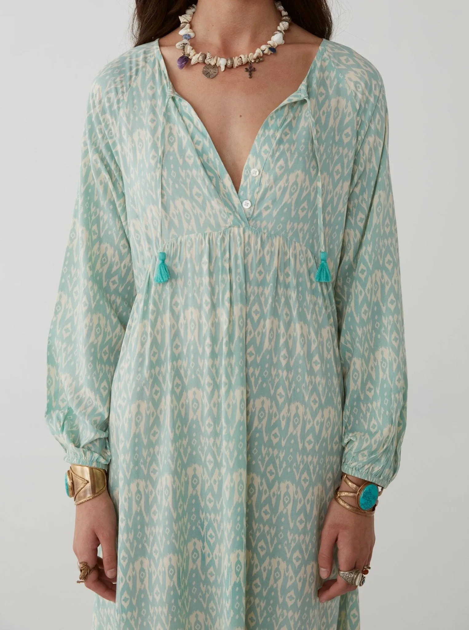 Maria Dress - Ikat Illes Ice Blue