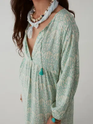 Maria Dress - Ikat Illes Ice Blue