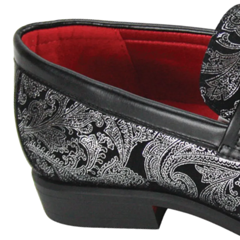 Men's Black and Sliver Suede Dress Shoes Slip-On luxury Design Style No-7010