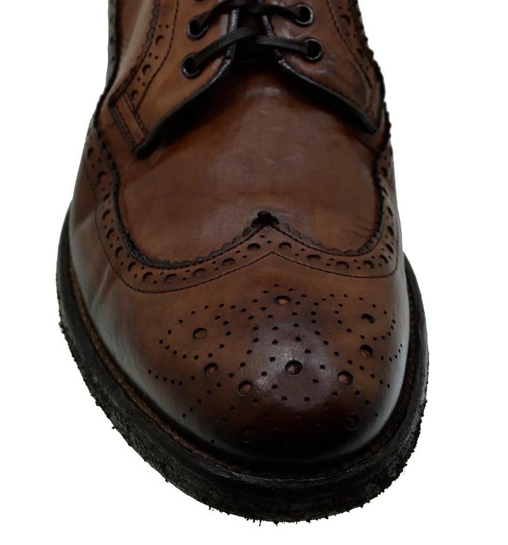 Men's Italian Shoes Jo Ghost 3290 Brown Vintage Brogues Shoes