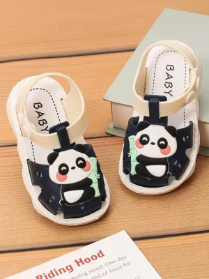 Playful Panda Plush Strap Sandals For Boys
