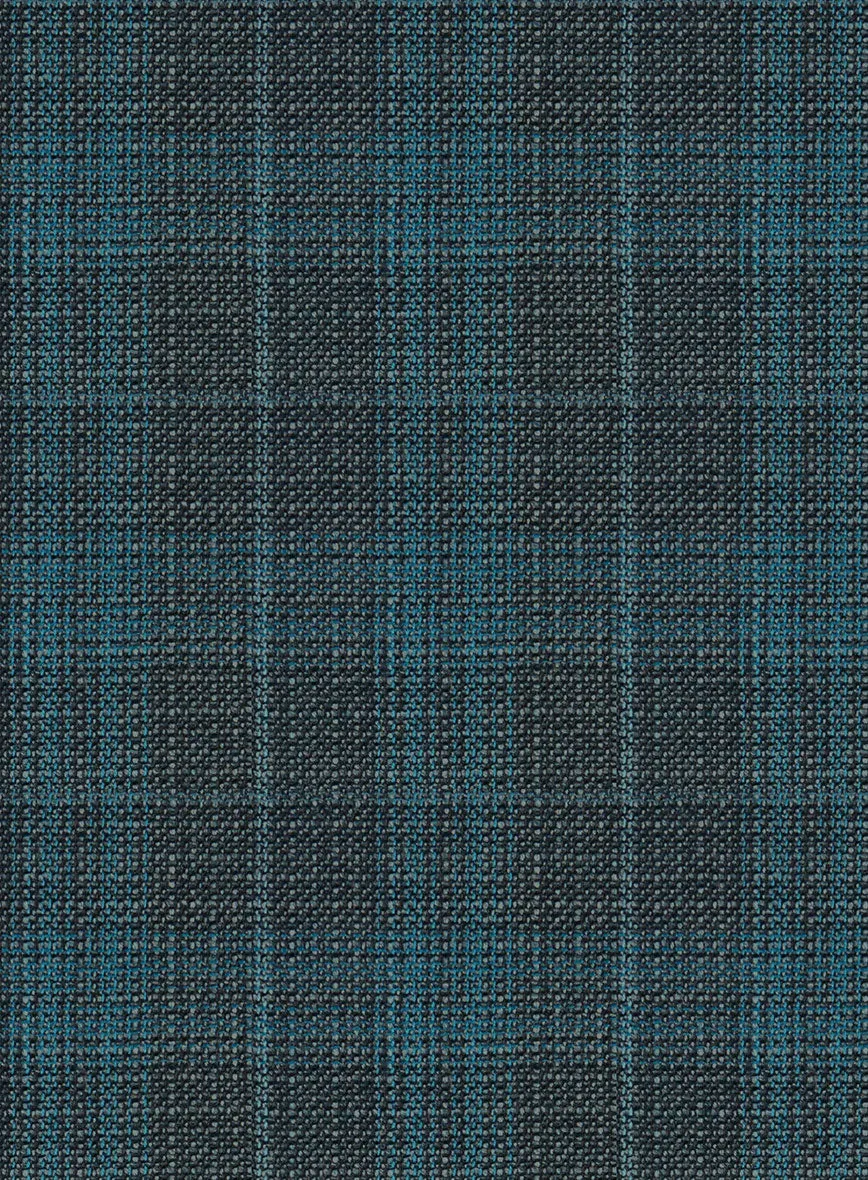 Reda Cyan Green Checks Wool Suit