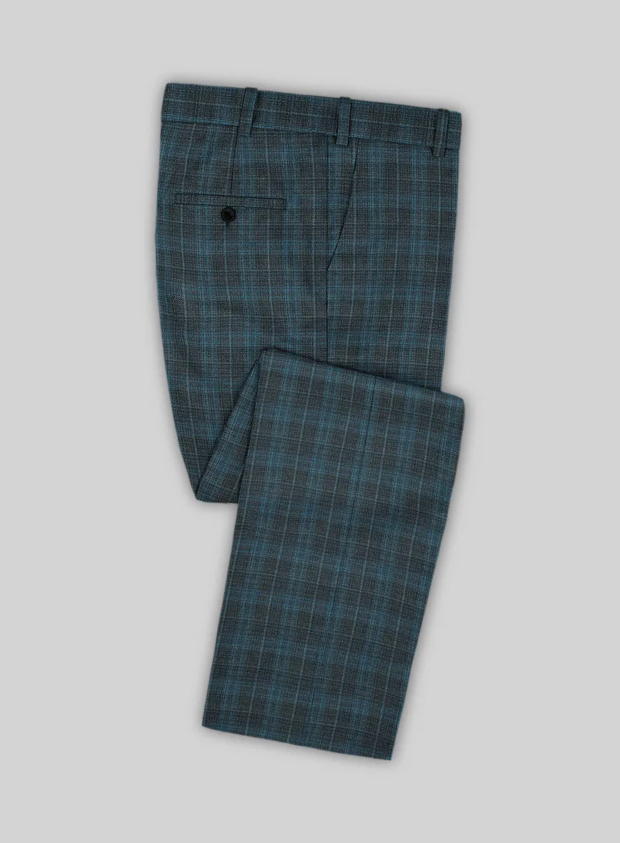 Reda Cyan Green Checks Wool Suit
