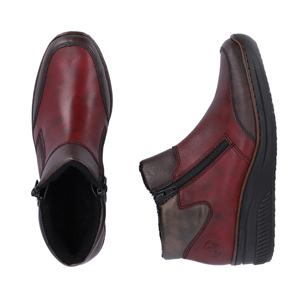 Rieker Ankle Boot with double zip 48754-35 WINE