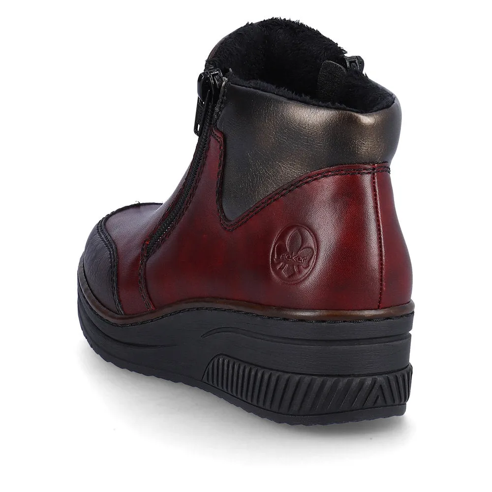 Rieker Ankle Boot with double zip 48754-35 WINE