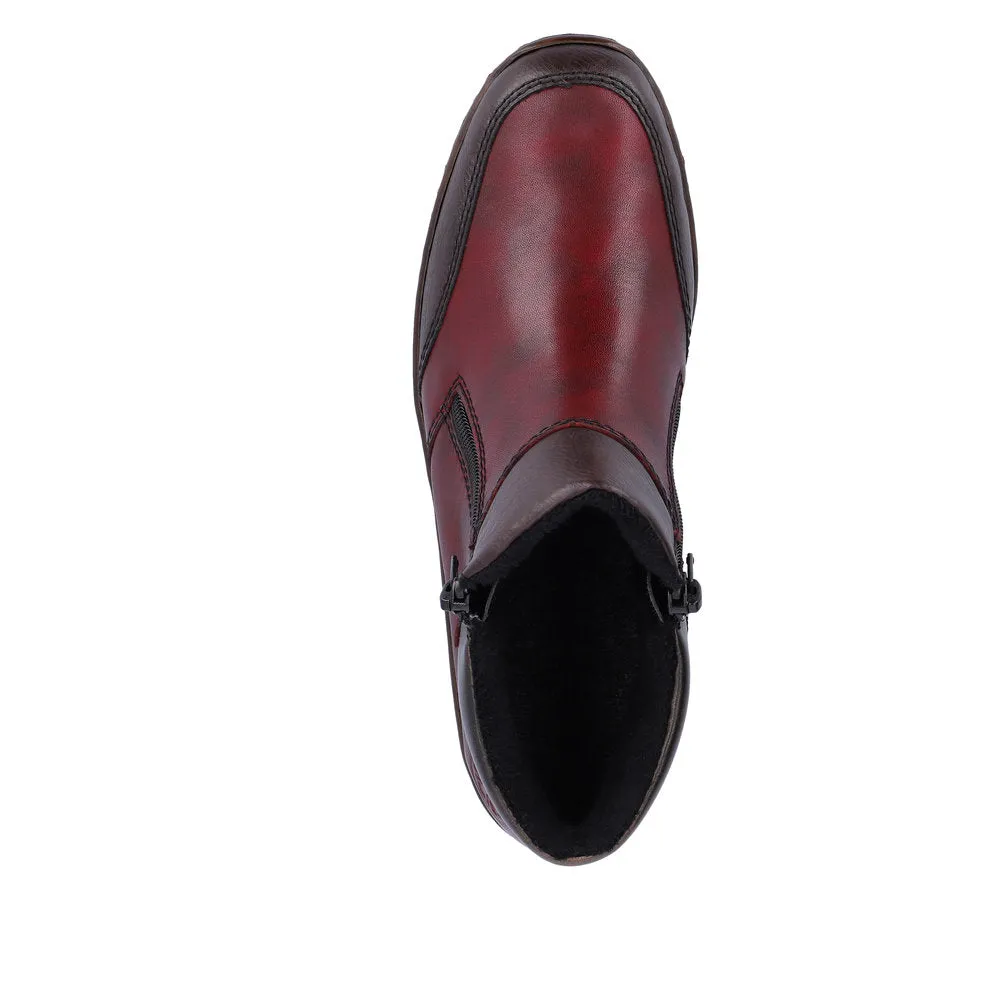 Rieker Ankle Boot with double zip 48754-35 WINE