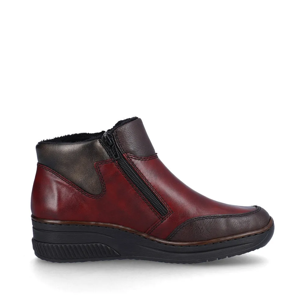 Rieker Ankle Boot with double zip 48754-35 WINE