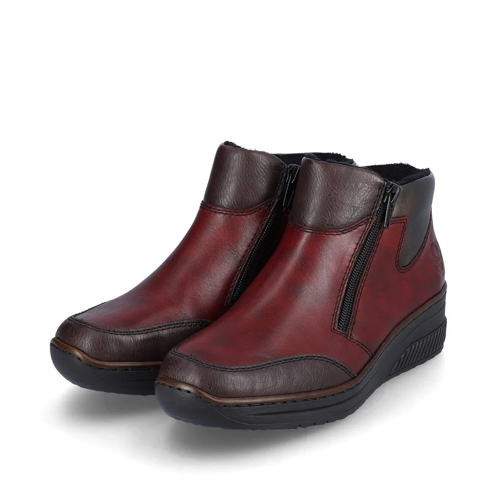 Rieker Ankle Boot with double zip 48754-35 WINE