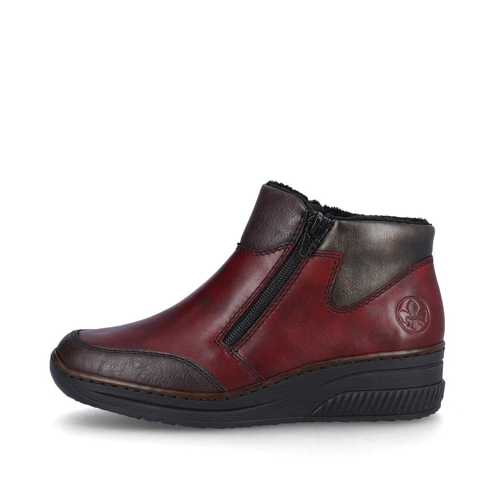 Rieker Ankle Boot with double zip 48754-35 WINE