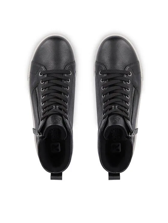 Rieker Evolution W0164-00 Castor Black Lace-Up Ankle Trainer Boots