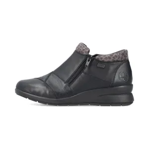 Rieker L4881 BLACK  Double Zip Water Resistant Ankle Boot L4881-01